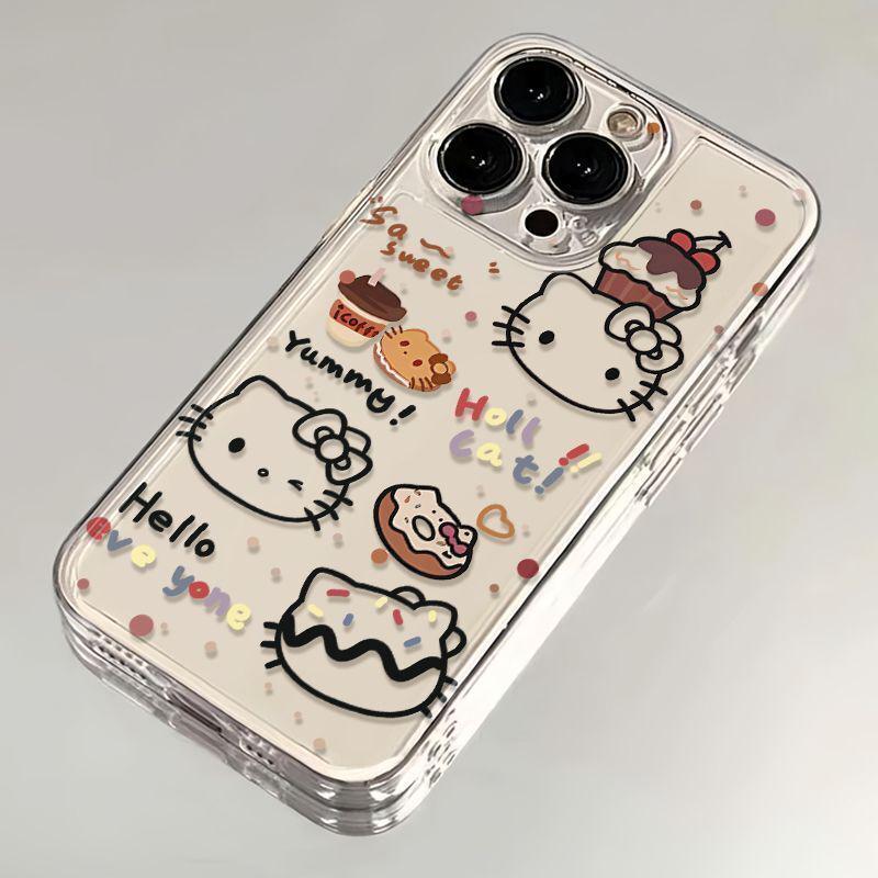 Сладкий пончик Kiki Cat Чехол для iPhone 15/14 Pro Max Мультяшный Прозрачный Чехол для Телефона