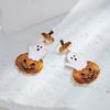 Eye-catching Retro Ghost Face Pumpkin Earrings Featuring Dazzling Rhinestone Embellishments