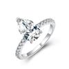 Moissanite Rings Pear Cut 3 .0mm New For Women Moissanite Pass Diamond Test Ring 925 Sterling Silver Wedding Top Brand