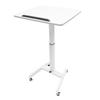 Белый Прямоугольный Мобильный Стоячий Стол, Стоячий Стол с Наклонной Столешницей, Портативная Трибуна на Колесах для Школ, Художественных Студий