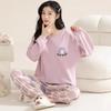 Весна и осень, новый женский пижамный комплект домашней одежды для девочек, длинные брюки с длинными рукавами, простой комплект домашней одежды больших размеров для отдыха