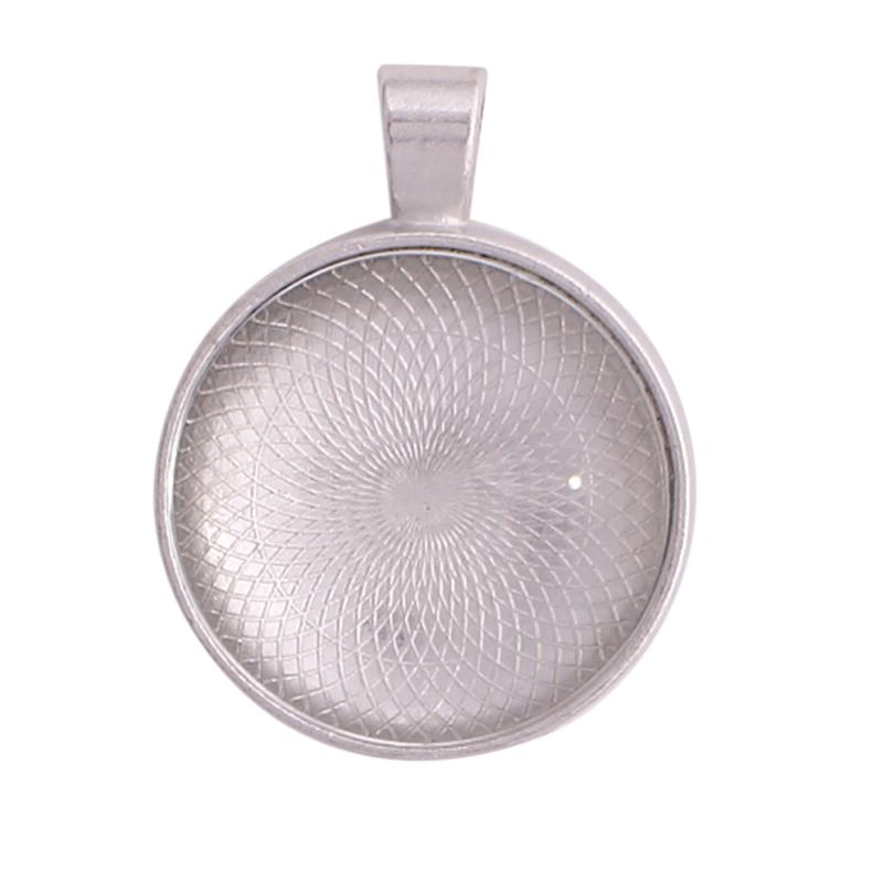 80Pcs Round Pendant Trays Glass Cabochon Base 8 Color Jewelry Making Crafts Gift