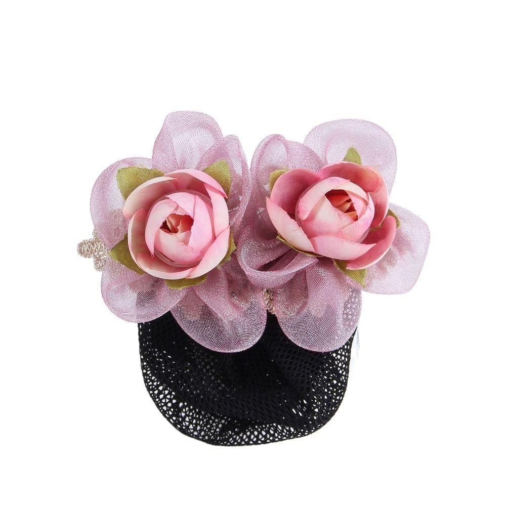 Цветочная шпилька для волос Женская пружинная заколка для волос Головной убор с заколкой-сеткой Винтажная корейская заколка-снуд для волос Женская