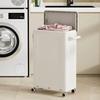 Household Foldable Laundry Basket With Wheels Simple And Modern Large Capacity Dustproof Belt Cover Narrow Seam Storage Basket