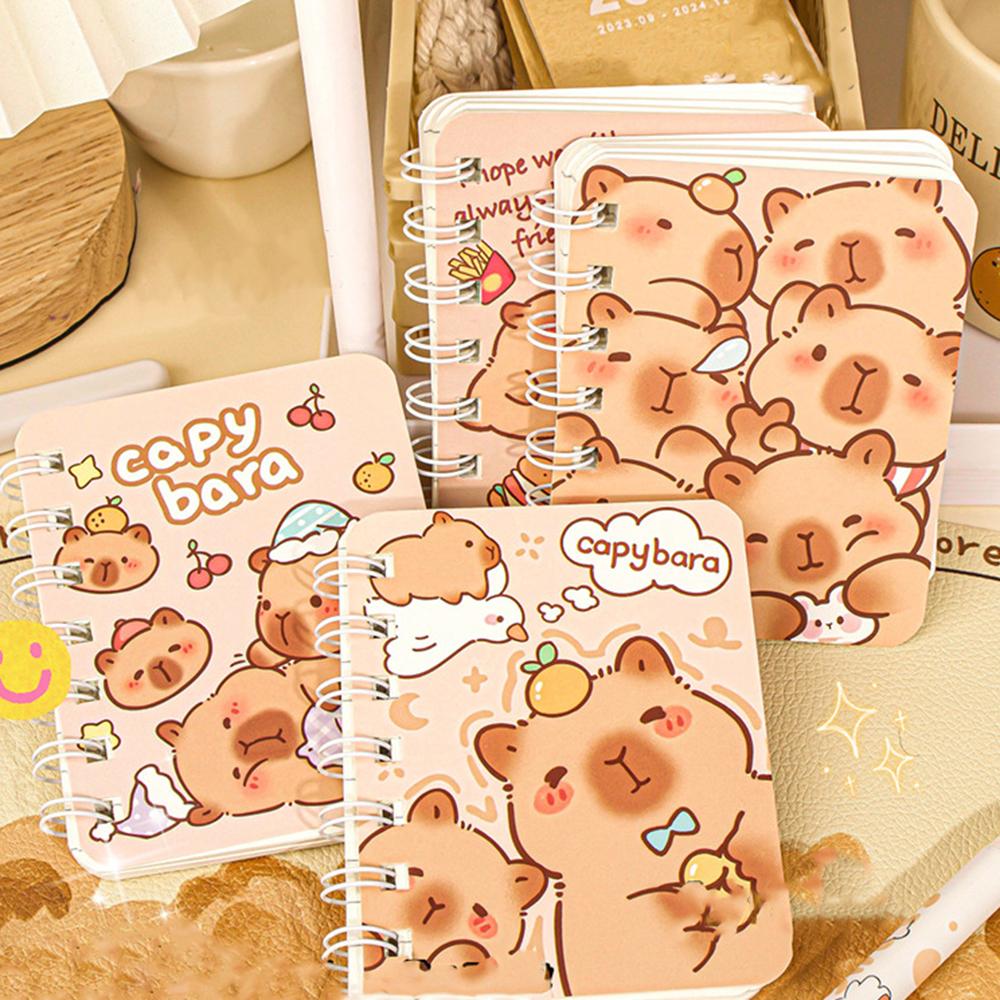 1 шт. Милая Капибара A7 спиральный творческий блокнот мультфильм канцелярские принадлежности школьный дневник мини-блокнот книга