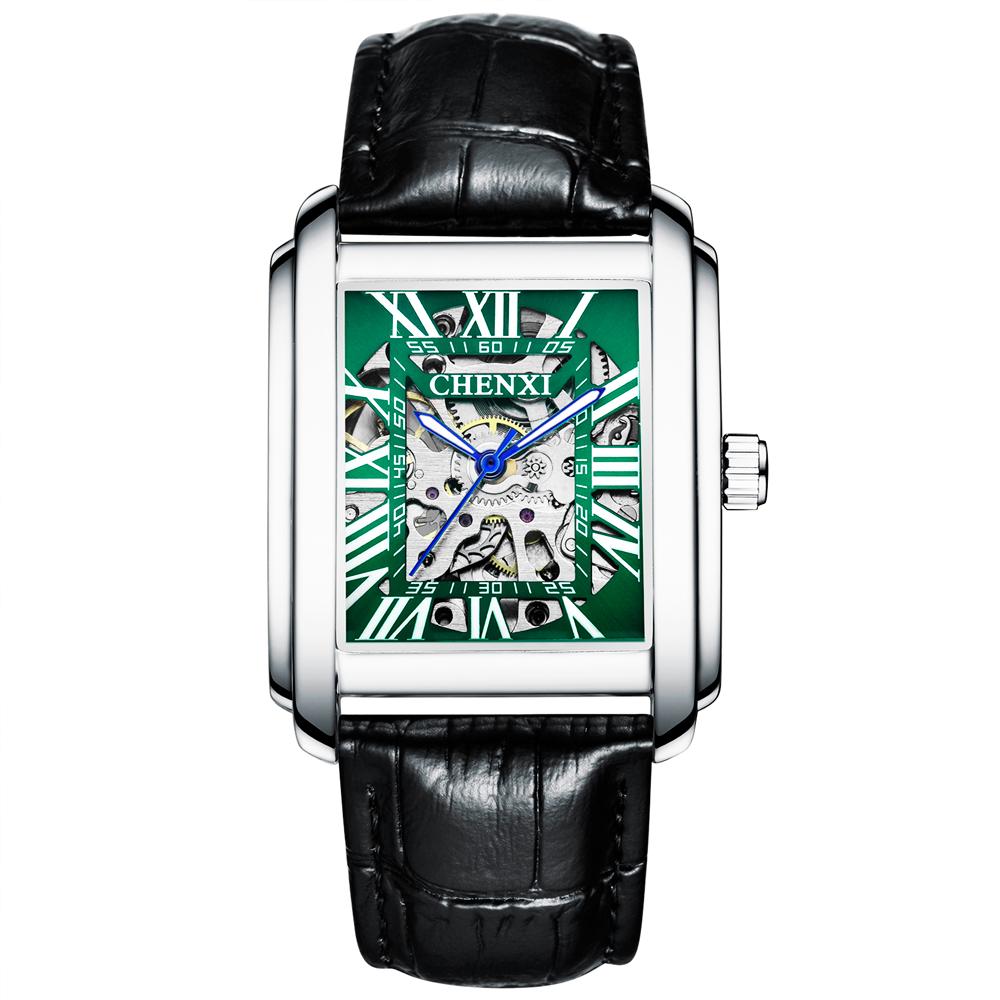 CHENXI Fashion Rectangle Watch Men Casual Watches Waterproof Automatic Mechanical Wristwatches Men Skeleton Watches Reloj