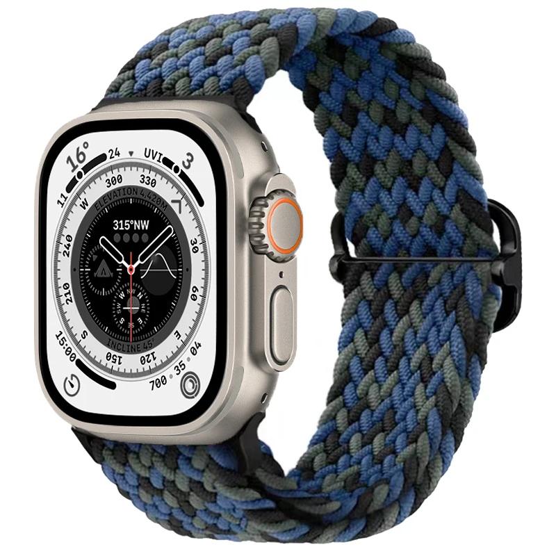 Нейлоновый ремешок для Apple Watch Band 10 9 8 7 45мм 41мм 42мм 46мм Ultra 49мм Дышащий Регулируемый Браслет iWatch 6 5 4 SE2 Пояс