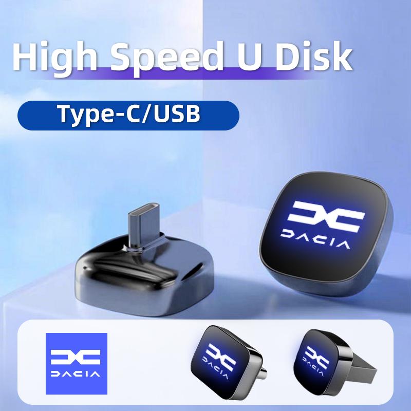 BGV1 Car Stickers Metal USB Type-C Flash Drive Memory Stick Music Saver For Dacia Duster Logan Sandero Lodgy Dokker Stepway Mcv 2