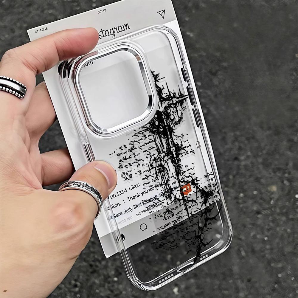Чехол для телефона «Темная Руна» для iPhone 15 Pro Max 14 Plus 17 16 13 12 11 17Air 17E 16E Coque Funda Чехол для телефона Современная металлическая фоторамка