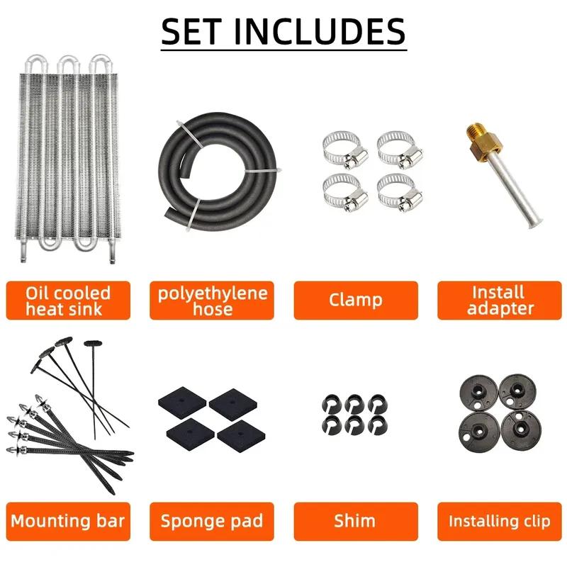 Universal Aluminum Oil Cooler 4 Row 6 Row 8 Row Radiator Converter Kit Remote Transmission Auto Manual Car Motorcycle
