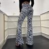GMXIA Spring Summer Zebra Print Elastic Elastic Waist Micro Flare Pants Thin Sexy Slim Yoga Pants for Women