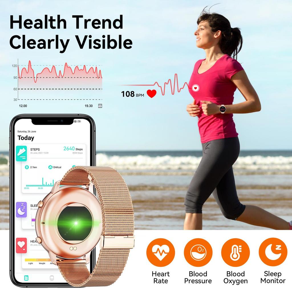 Женские смарт-часы, экран 1,39, Bluetooth-звонки, мужские фитнес-водонепроницаемые часы, с функцией сна и пульсометром