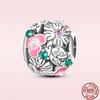 2023 New Pink Flowers Unicorn Flower Heart Mama Forever Love Beads Fit Original Fasion Glamour 925 Silver Bracelet Jewelry