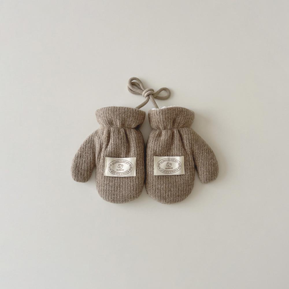 Fashion Baby Mittens Cute Floral Print Lace Winter Mittens for Girl Warm Plush Lined Thermal Toddler Kids Mittens