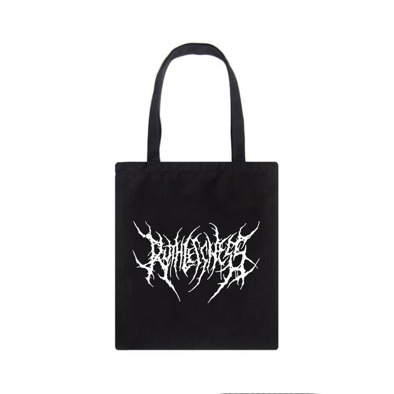 Готическая женская холщовая сумка с героями мультфильмов и буквами Harajuku, повседневная темная сумка-шоппер в стиле панк, новая забавная женская сумка на плечо в стиле хип-хоп