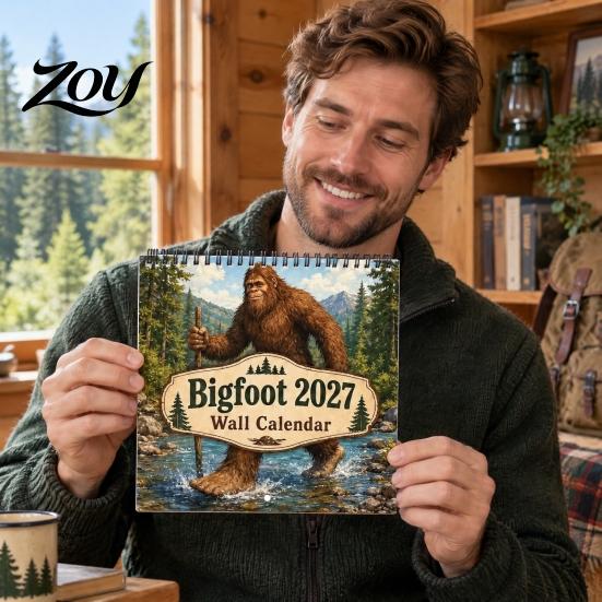 Wilderness Themed Wall Organizer Savage Calendar 2027, 12-Month Art Planner with Spiral Hanging Binding, Thick Paper for Home Studio