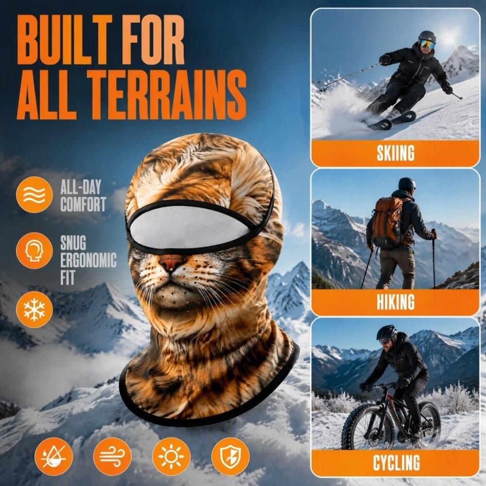 Fleece Lined Animal Face Mask Windproof Animal Head Cover Animal Neck Warmer  Skiing