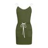 Women's Summer Solid Colour Loose Suspenders Pockets Patchwork Drawstring V-Neck Dresses