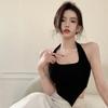Female Hanging Neck Irregular Camisole Top Knitted Cami Crop Top