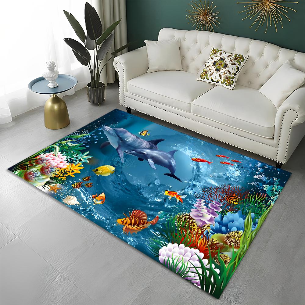 3D ковер-иллюзия морского дна, подводный мир, для дома, гостиной, спальни, дивана, коврик-дверной коврик, декор, детский коврик, нескользящий напольный коврик