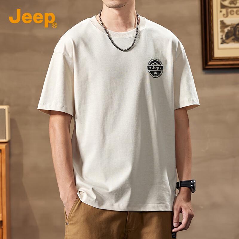 Jeep Мужская летняя свободная футболка из чистого хлопка