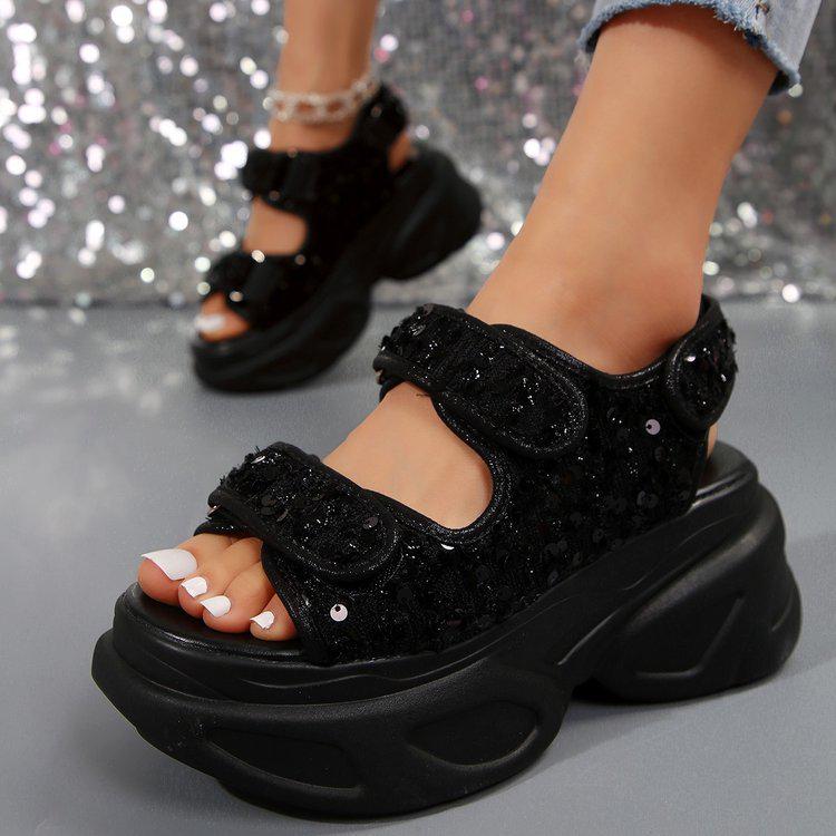 Сандалии на платформе в европейском и американском стиле на липучках – Большие размеры, Модный дизайн на толстой подошве