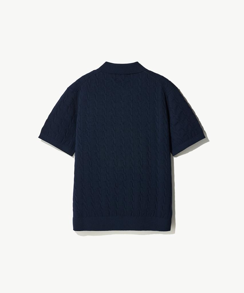 STCO Diems Ice Touch Cable Short Sleeve Knit_Navy (Classic Fit)_Dktxb63Csn