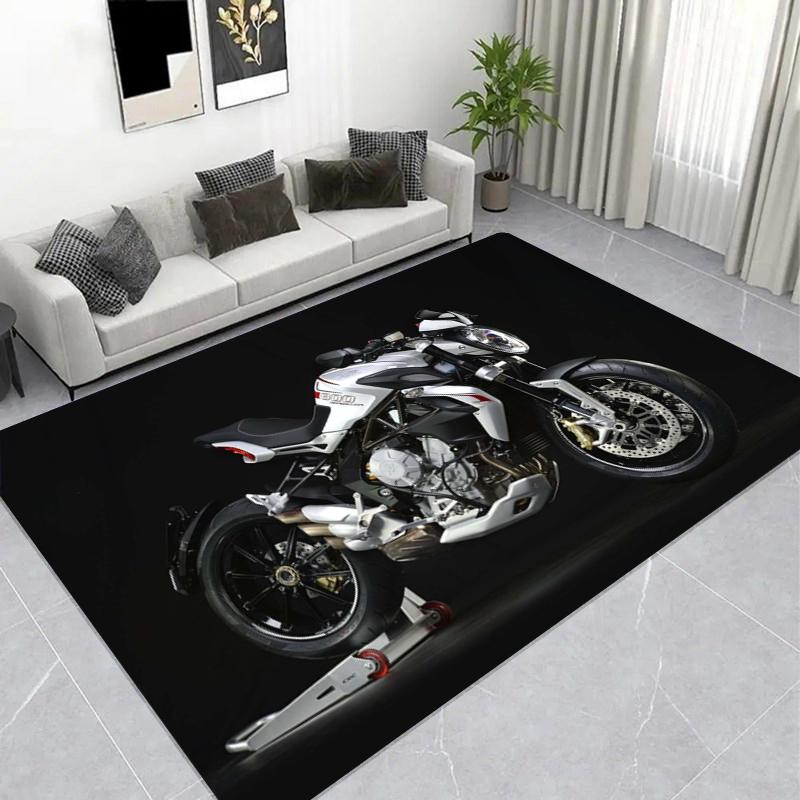 Vintage Bike Route 66 Area Rug, Non-Slip Carpet for Living Room, Biker Gift