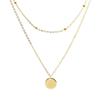 S925 Stamp Silver Color Double Layer Round Disc Pendant Necklace Gold Color Bead Chain Charm Necklace For Women Jewelry S -N574