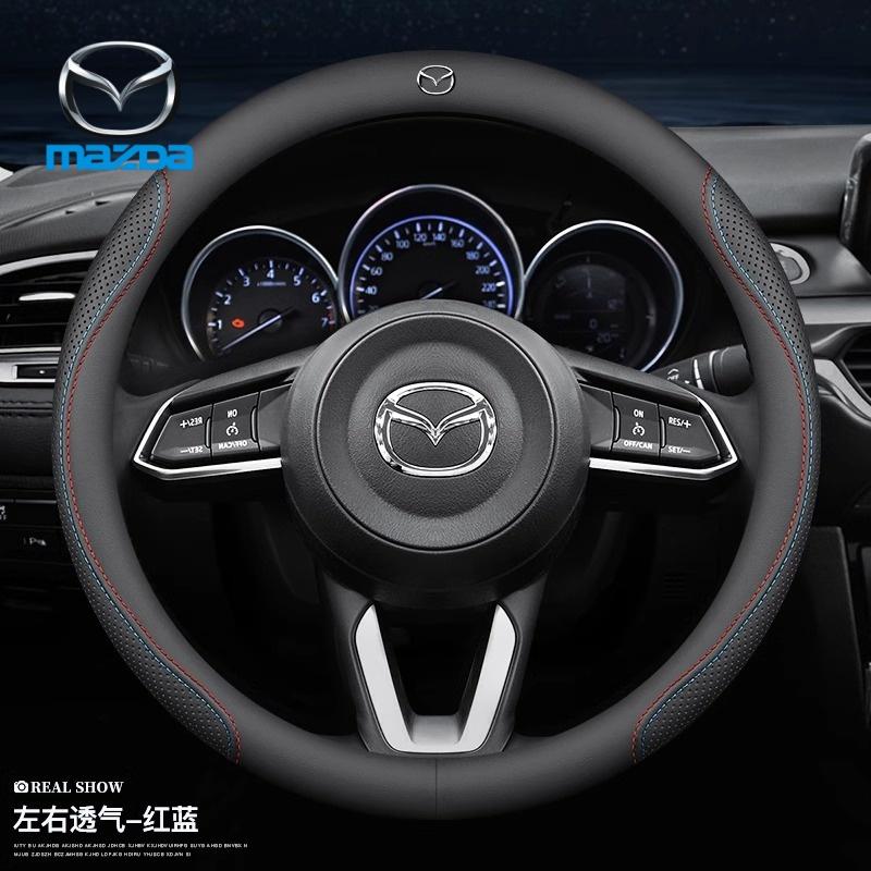 38CM Carbon Fiber Leather Steering Wheel Cover For Mazda Axela Atenza 3 2 6 CX3 CX5 CX30 CX8 CX9 MX5 RX7 RX8 SKYACTIV CC5