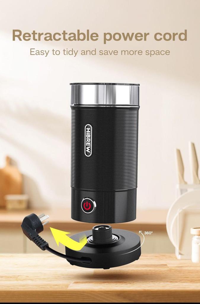 HiBREW M1A 450 Вт вспениватель молока, миксер для шоколада, холодный/горячий латте-капучино, полностью автоматический подогреватель молока