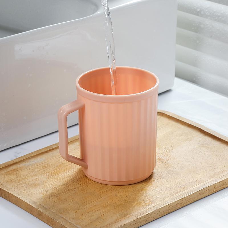 Бытовой Стакан для зубных щеток для пары для ванной комнаты, Большой емкости, с ручкой, Вертикальный узор, Стакан для умывальника