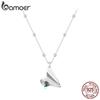 925 Sterling Silver Heart Origami Paper Airplane Necklace, White Gold Plated Simple Triangle Paper Airplane Necklace for Women Couple