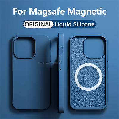 Оригинальные жидкие силиконовые магнитные чехлы для APPLE iPhone 11 13 12 14 15 Pro Max 15 Plus для чехла Magsafe с функцией беспроводной зарядки