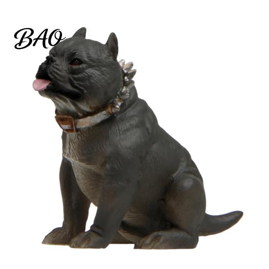 Resin Dog Figurine American Bully Car Dashboard Ornament, Pitbull with Collar, Bulldog Statue Realistic Breed for Interior Home Office Desk