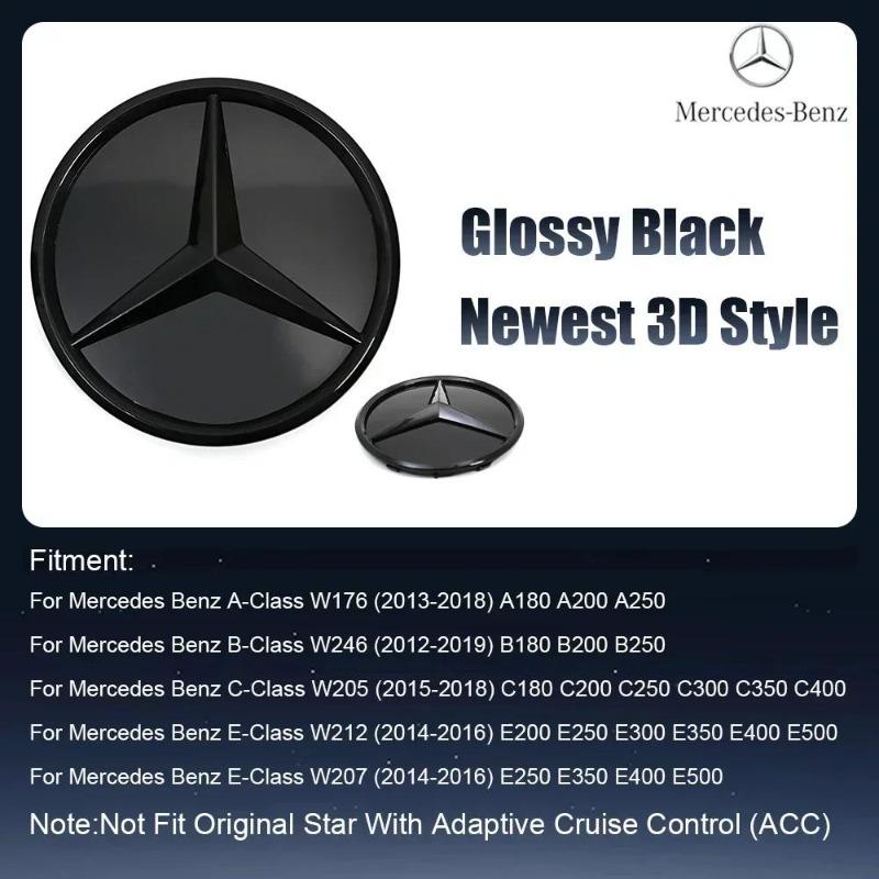 Для Mercedes Benz W176 W246 W205 W212 W207 W217 W251 W166 Серебристо-Черная Эмблема Передняя Решетка Подсвечиваемый Логотип Звезда Значок