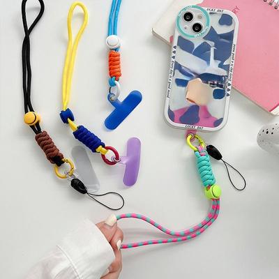 Цепочка для мобильного телефона, кольцевой шнур для ключей с накладным ремешком, роскошный подвесной держатель для сотового телефона, контрастный цвет, веревочный брелок