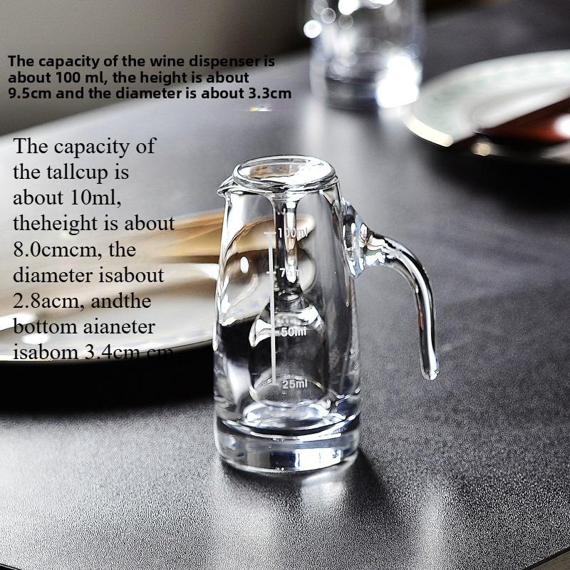 Китайский набор байцзю Стеклянный кувшин 100 мл с рюмкой 12 мл с измерительной шкалой Прозрачный диспенсер для вина для домашнего бара