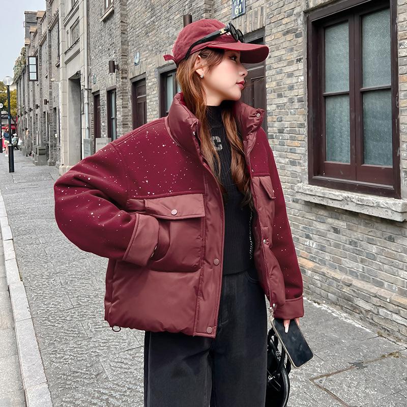 Маленькая стеганая куртка в иностранном стиле с лоскутным верхом, короткая, зима 2025, новая модная стеганая куртка, маленькая стеганая куртка