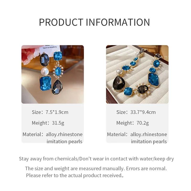 Набор из 3 предметов Французская легкая роскошь Циркон для женщин Капля воды Стразы Жемчужное ожерелье Модные аксессуары высокого класса Свадебные наборы