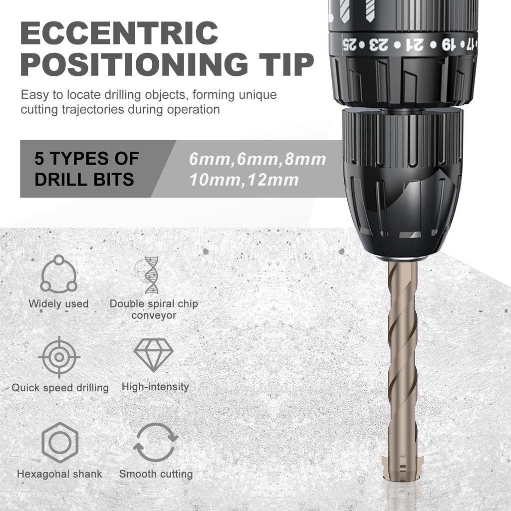 Набор эксцентриковых сверл высокой прочности 17 шт. 6-150 мм Универсальные нескользящие биты Прочный магнитный инструмент для сверления бетона стекла