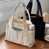 Холщовая однотонная сумка-тоут большой вместимости с буквами, универсальная сумка для работы на пригороде, студенческая женская сумка под мышками, женская сумка для покупок