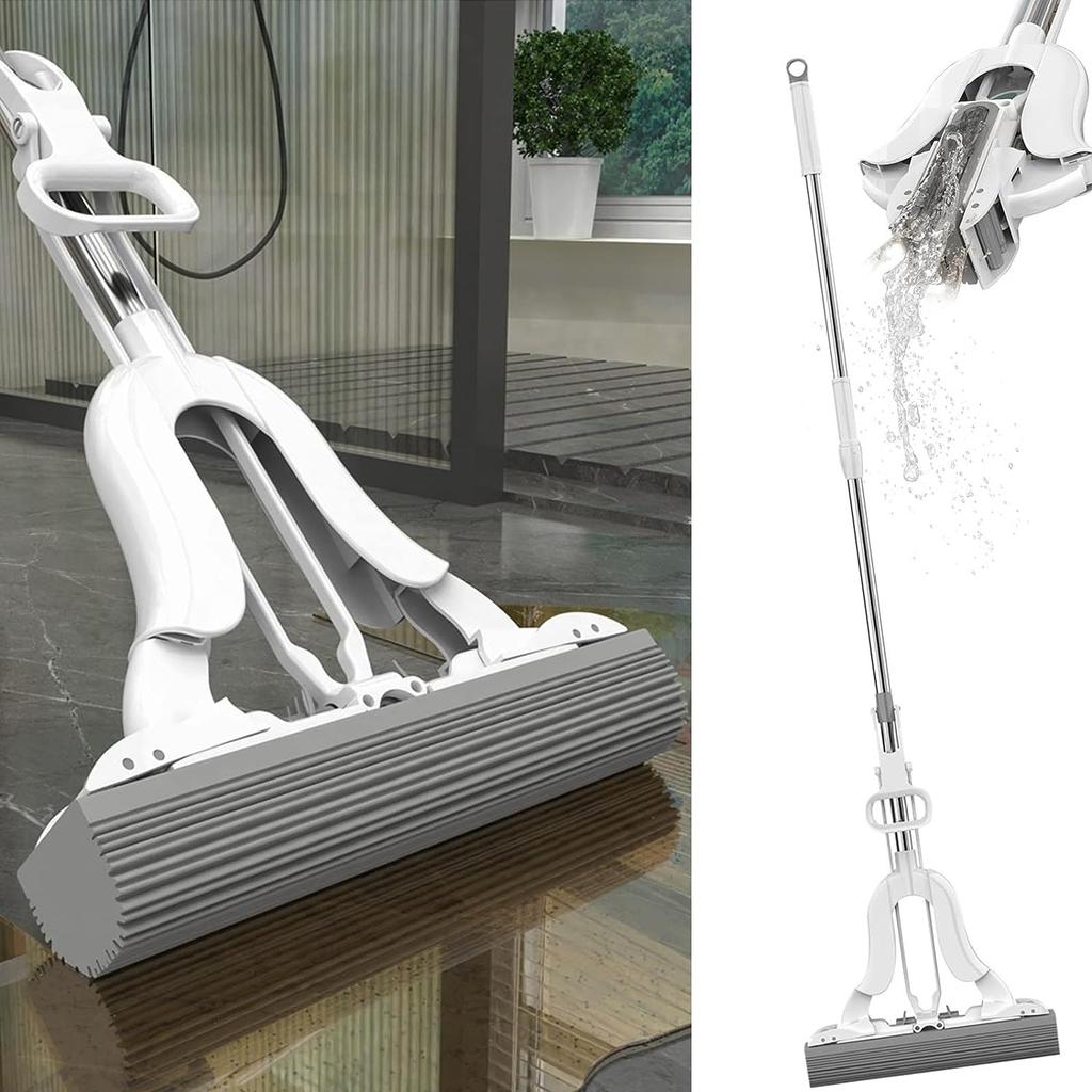 Швабра-губка для мытья пола Бесплатная ручная стирка Отжим хлопчатобумажной насадки Замена супер впитывающей влажной и сухой швабры с губкой-валиком