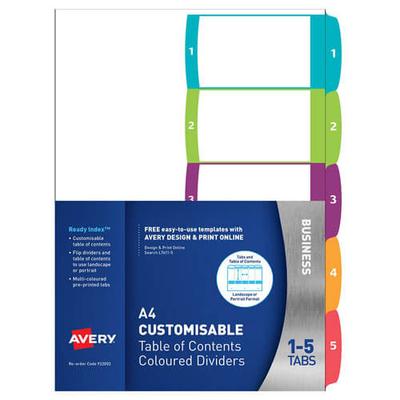 Разделители Avery Customisable Ready Index (A4) (1-5 Таб)