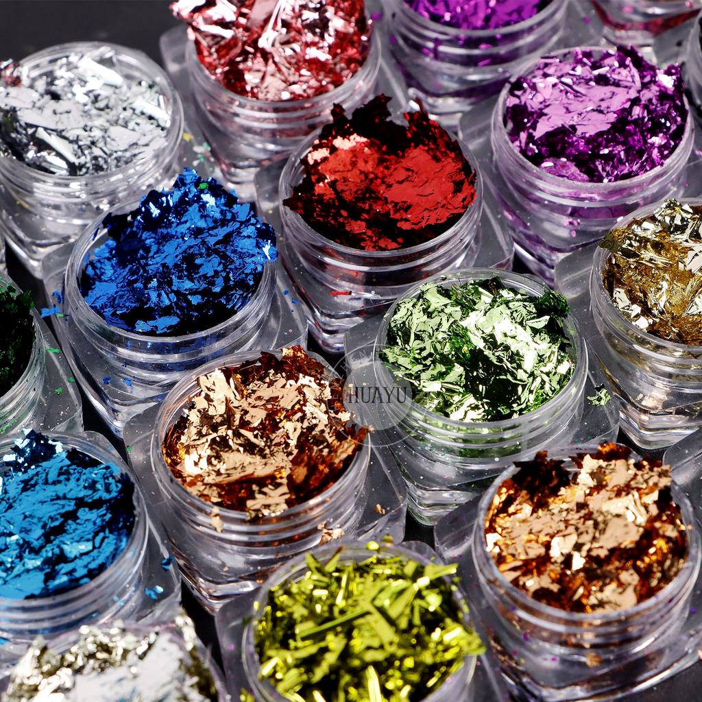 22 Colors Super Thin Shiny Gold Gold Leaf Flakes Nail Gold Foil Flakes for Nail Art Resin Craft Decoration