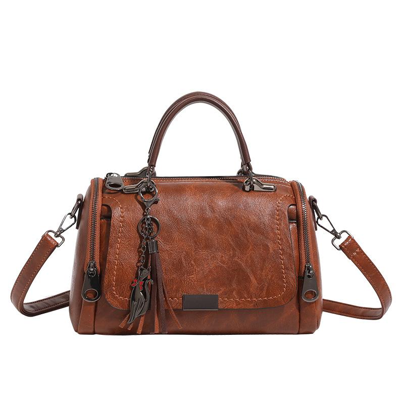 Удобная в носке винтажная сумка-подушка через одно плечо Straddle Boston, женская ручная сумка с бахромой