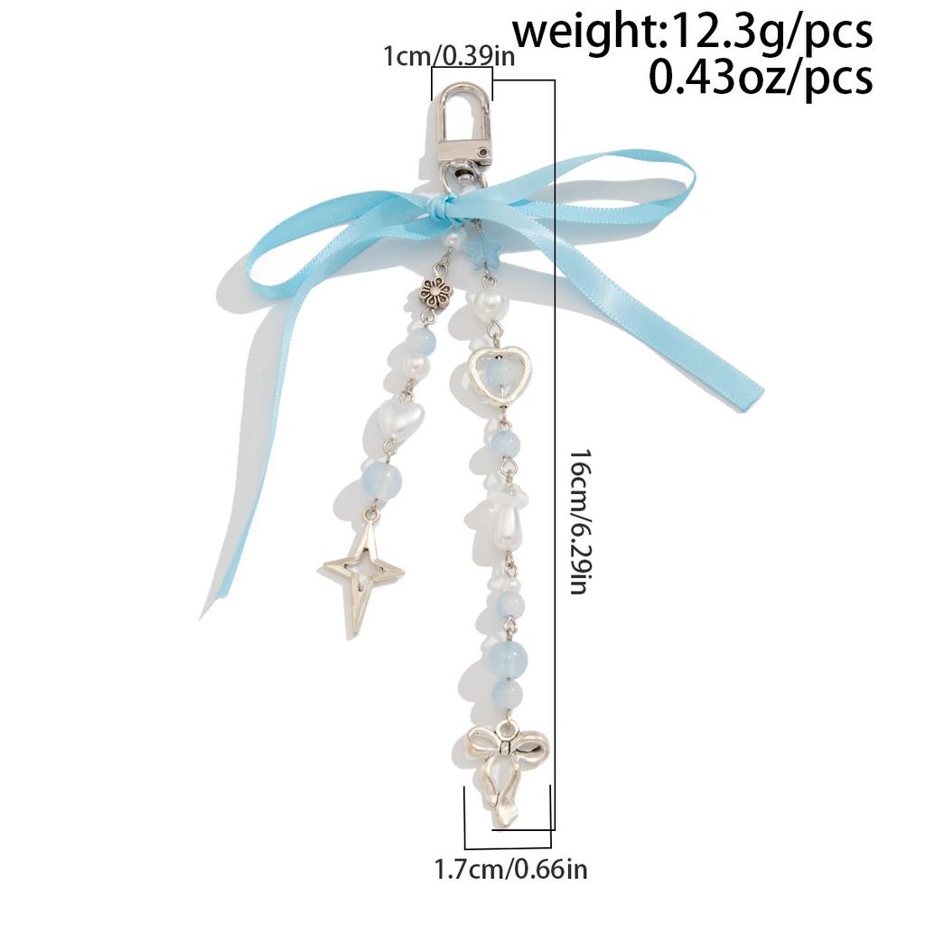 Персиковый сердечко цепочка для ключей с жемчугом галстук-бабочка тесьма сумка подвески милый крутой стиль держатель для ключей маленький свежий женский ежедневный ювелирный аксессуар