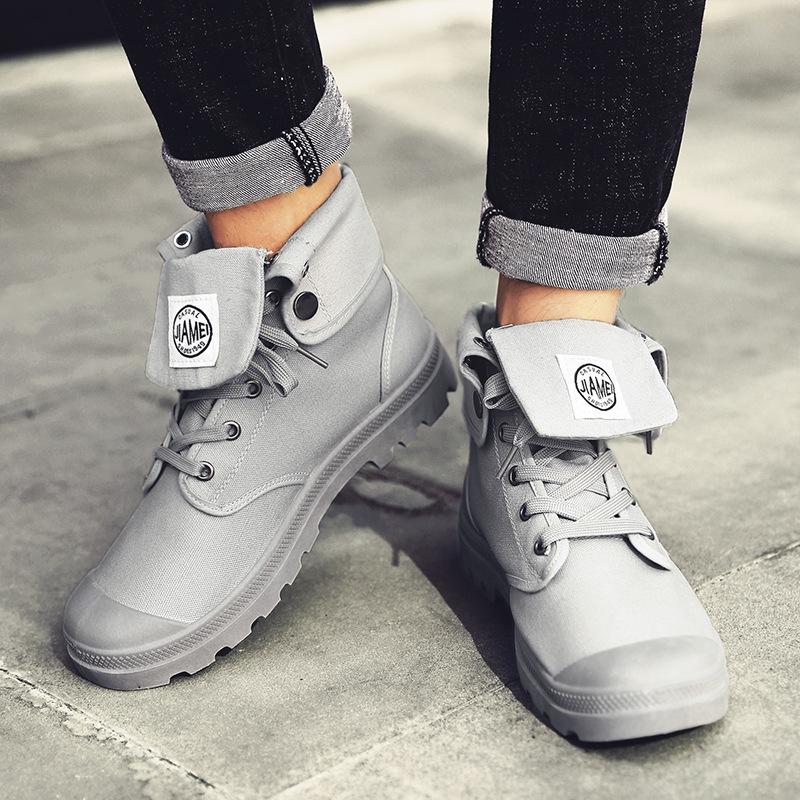 FashionCloth Мужские простые стильные модные высокие ботильоны в стиле милитари Кожаные ботинки на шнуровке с заклепками