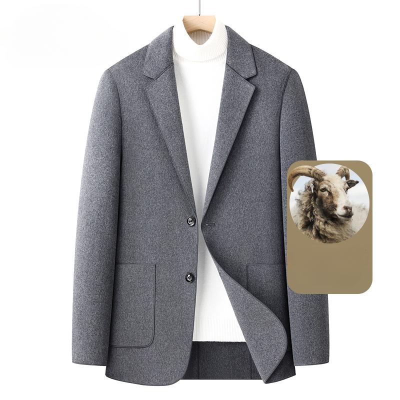 Осенне-зимний новый шерстяной костюм, сшитый вручную двусторонний шерстяной костюм, мужской тонкий костюм, шерстяная куртка, мужская одежда