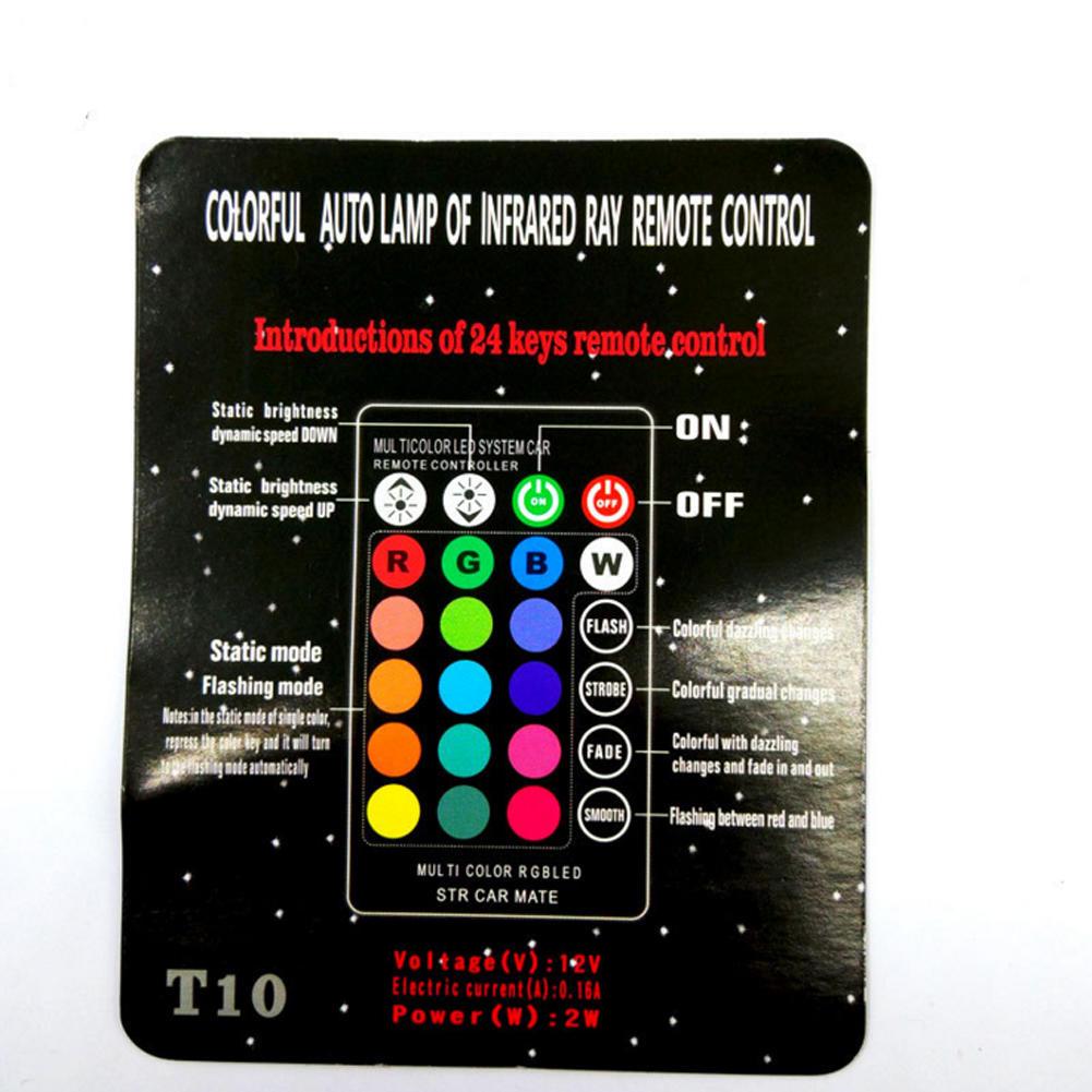 3 шт. T10 Автомобильная клиновидная боковая лампа-6SMD 5050 RGB 7 цветов светодиодная стробоскопическая вспышка с дистанционным управлением постоянного тока